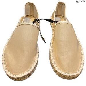 Zara Beige Canvas Espadrille Slip-Ons
